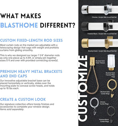 BlastHome® Luxury Curtain Rings – Premium Acrylic – Pinhooks and Clips Included - Image 4
