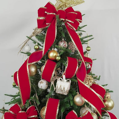 MEEDEE 2.5 Inch Red Velvet Christmas Ribbon 10 Yards Velvet Wired Ribbons - Image 6