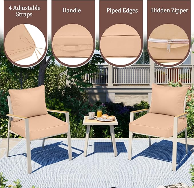 Waterproof Outdoor Chair Cushion Set of 4, Outdoor Cushions - Image 3