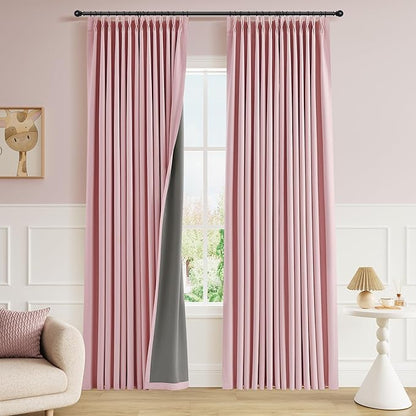 Pinch Pleated 100% Blackout Linen Curtains 84 Inch Length by Joywell
