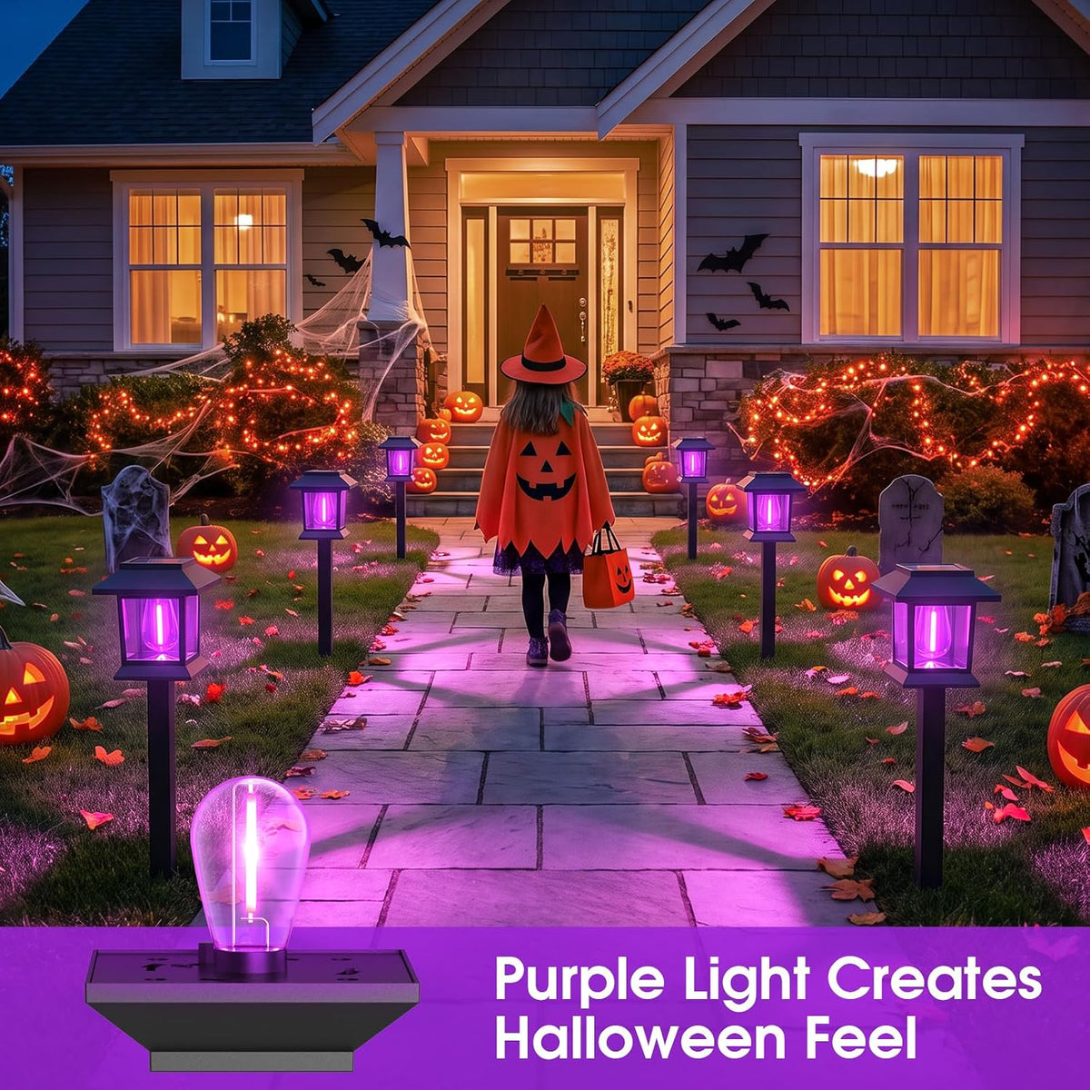 Greluna Solar Lights Outdoor,12 Pack Purple Waterproof Auto On/Off Solar Pathway Lights for Your Garden, Landscape, Path, Yard, Patio, Driveway,Walkway Halloween Decor
