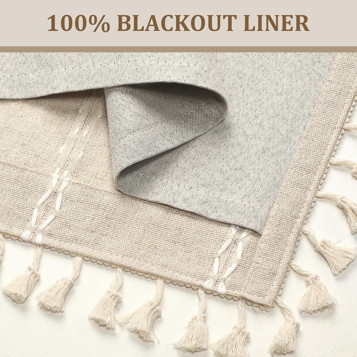 boho 100% blackout curtains 63 inch 2 panels, side view