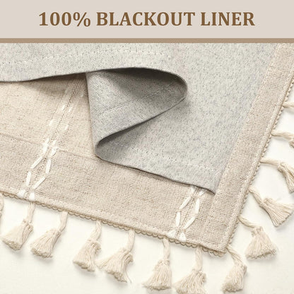 boho 100% blackout curtains 63 inch 2 panels, side view