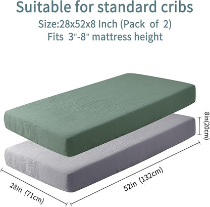 Muslin Crib Sheets for Boys Girls 100% Cotton Fitted Baby Crib Sheet 2 Pack - Image 4