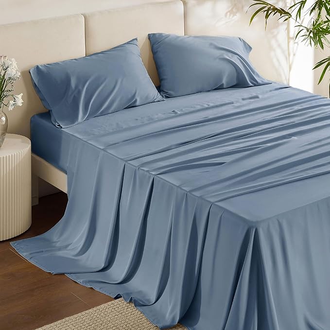 Bedsure California King Sheet Sets, Cooling Sheets, Rayon Derived from Bamboo by BEDSURE