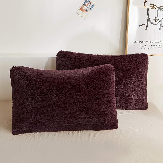 XeGe Faux Fur Throw Pillow Cases, Plush Shaggy Ultra Soft Pillow Covers by XeGe