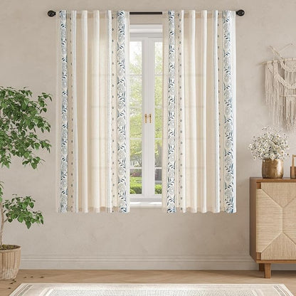 jinchan Winslow Linen Curtains for Bedroom 63 Inches Length Embroidered - Image 3