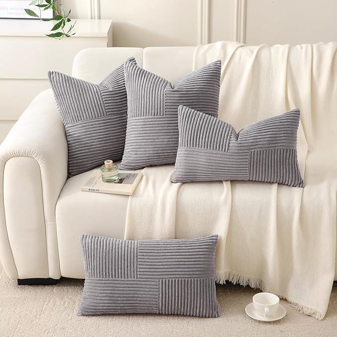 Pack of 2 Throw Pillow Covers, Soft Corduroy Cushion Covers - Image 2