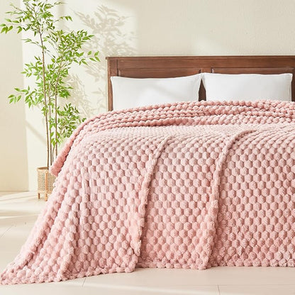 NEWCOSPLAY Super Soft Queen Blanket Pink Premium Silky Flannel Fleece 3D Clouds by NEWCOSPLAY