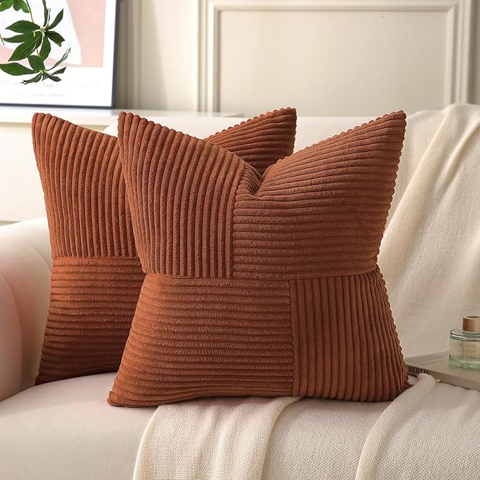 Rust Throw Pillow Covers 26x26 inch, Farmhouse Fall Home Decor, Boho Decorative by Unknown
