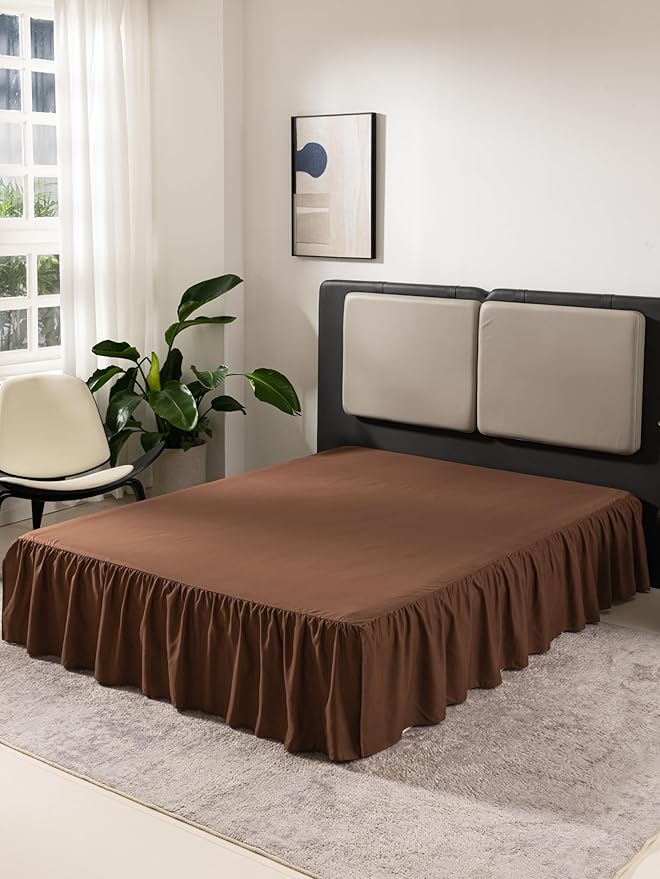 Brown Bed Skirt Twin Size Ruffled Bed Skirt - Image 7