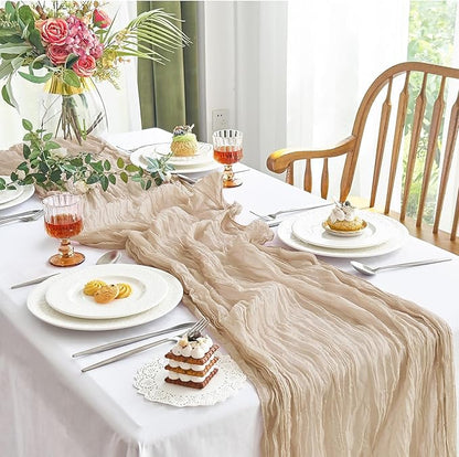 IVAPUPU 2 Pcs Cheesecloth Table Runner - 10ft Nude Boho Gauze Cheese Cloth - Image 8