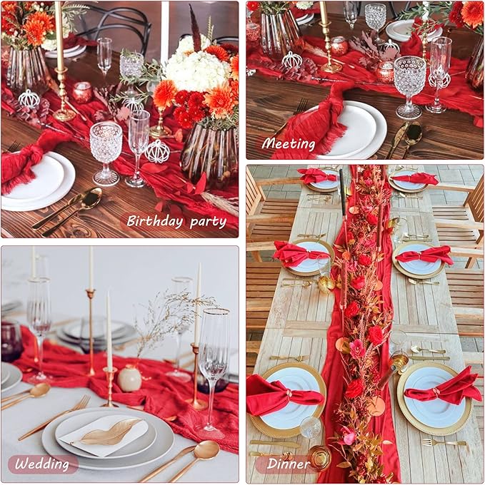12 Pack Cheesecloth Table Runner 35x72 Inch Boho Gauze Table Runner Rustic - Image 6