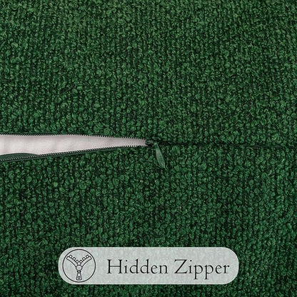 14x36 inch Boucle Lumbar Pillow Cover, Forest Elf Green Woven Texture Neutral - Image 5