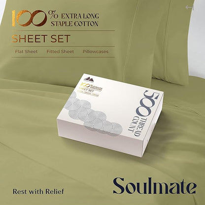 Mayfair Linen 500 Thread Count 100% Cotton Sheets King Size Bed Set - Image 4