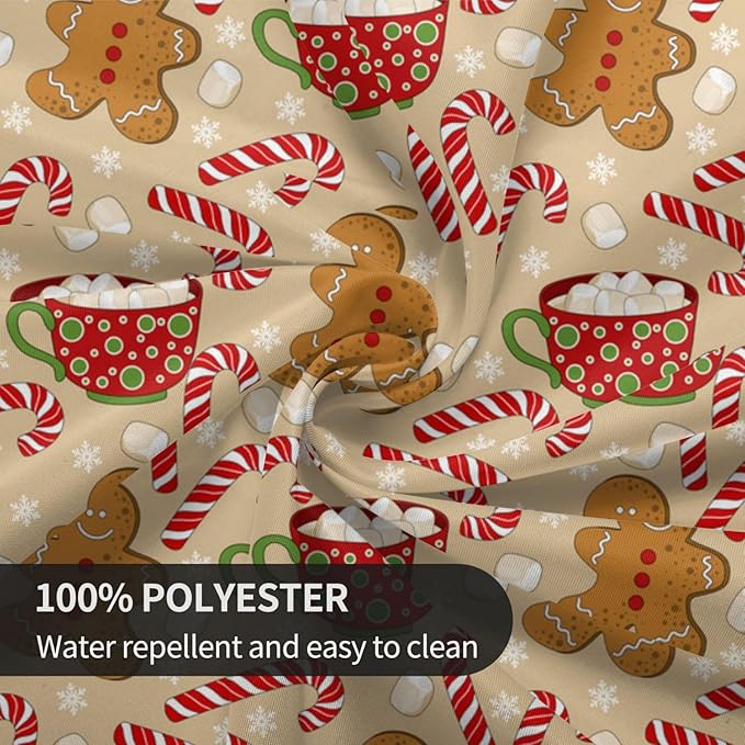 Christmas Tablecloth Round 70×70 Inch, Gingerbread Man Candy Cane Holiday - Image 6