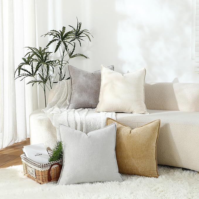 Stellhome Pack of 2 Soft Textured Throw Decorative Pillow Covers Square Accent - Image 7