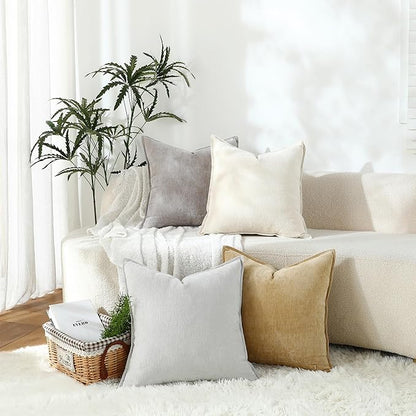 Stellhome Pack of 2 Soft Textured Throw Decorative Pillow Covers Square Accent - Image 7