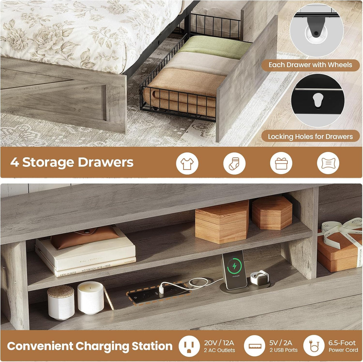 aogllati farmhouse king bed frame bed frame with showing dimensions