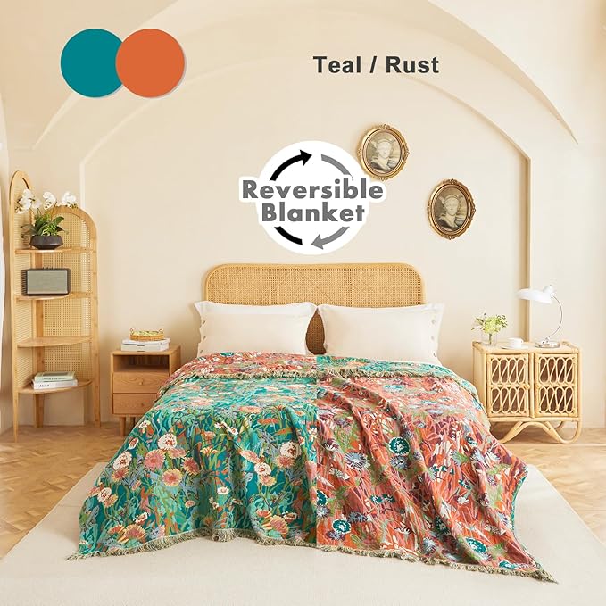 MSGKV Boho Throw Blanket 50"x60" Floral Blankets - Image 3