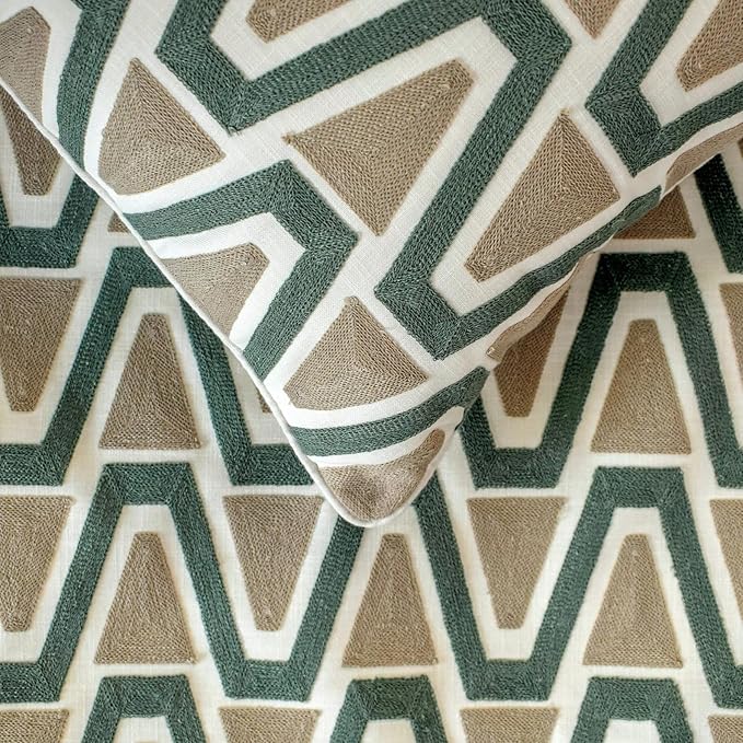 The HomeCentric Muted Green & Mocha Brown Bed Runner - Image 3