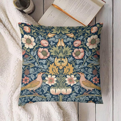 William Morris Floral Original Throw Pillow Covers Boho Chic Retro Floral Bird - Image 4