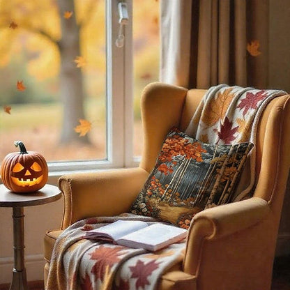 Rustic William Morris Inspired Autumn Forest Decor Throw Pillow Covers 18x18 - Image 4