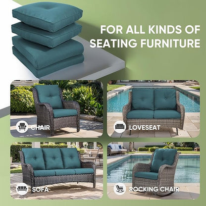 Outdoor Chair Cushion Set of 3, Waterproof Outdoor Seat Cushions 25x22 - Image 3