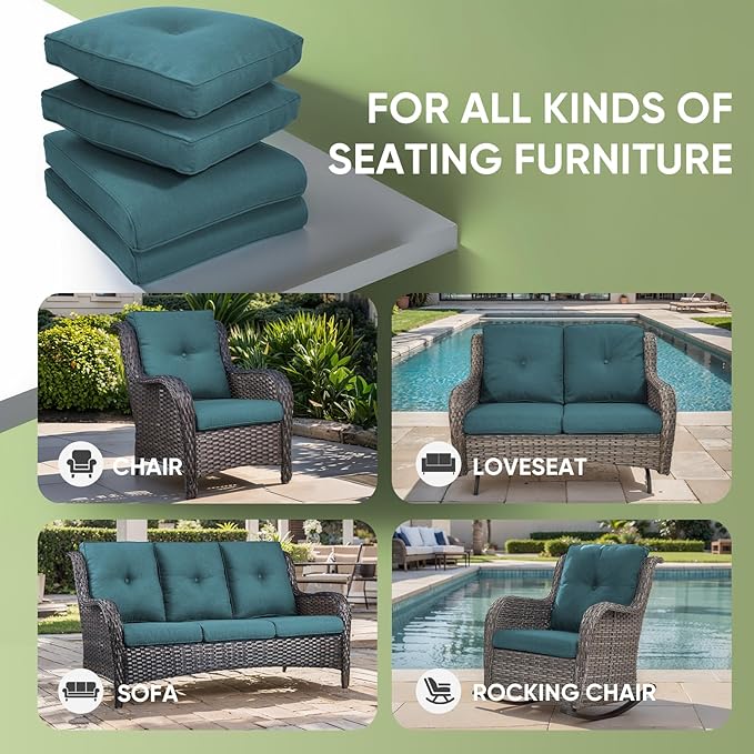 Outdoor Chair Cushion Set of 2, Waterproof Outdoor Seat Cushions 25x22 - Image 3