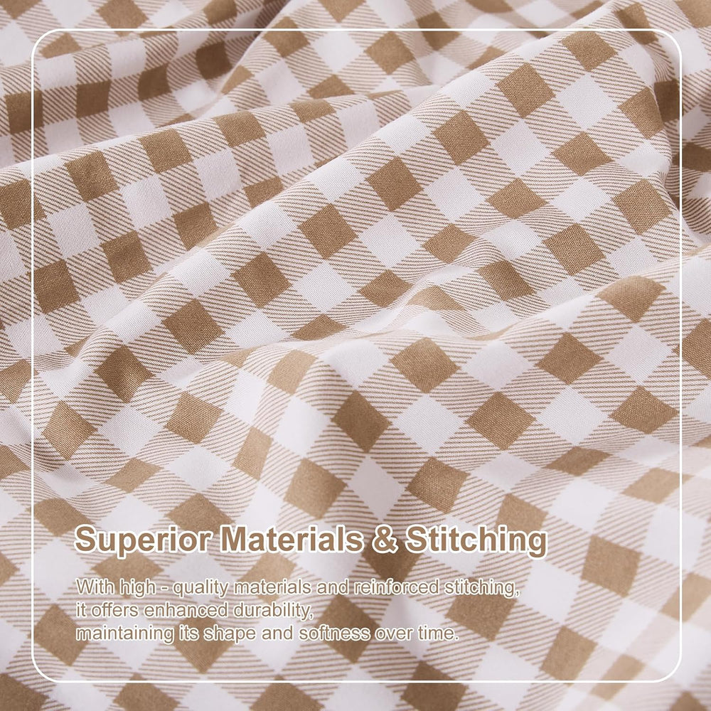 Gingham King Sheet Set, Lightweight Super Soft Brushed Microfiber Plaid Bed S...