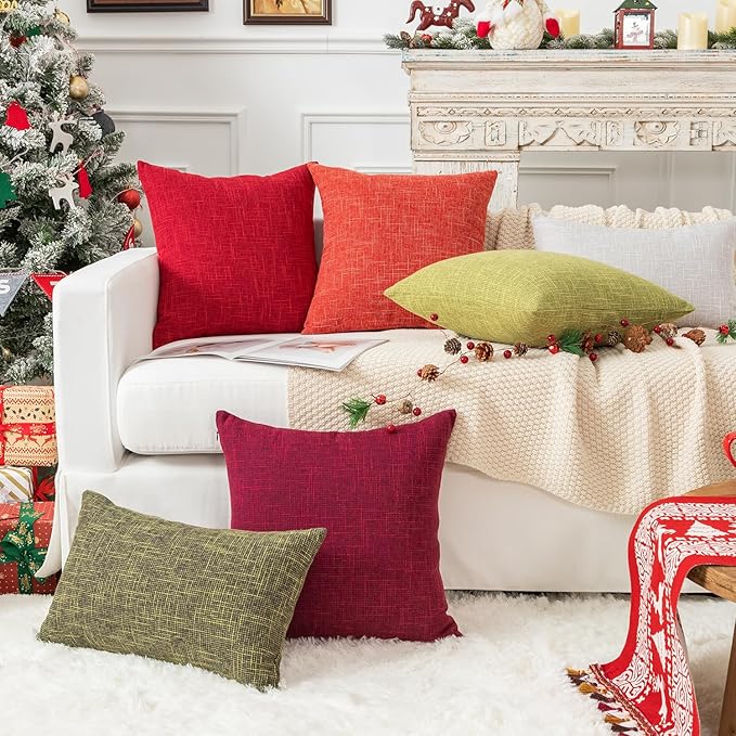 Kevin Textile Faux Linen Throw Cushion Covers Shams Textural Christmas - Image 9