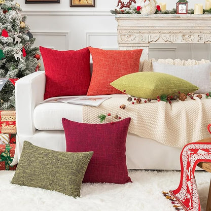 Kevin Textile Faux Linen Throw Cushion Covers Shams Textural Christmas - Image 9