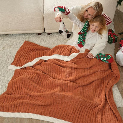 Snuggle Sac Fluffy Fall Bedding Blanket Twin Size, Soft Luxurious Knit Throws - Image 2