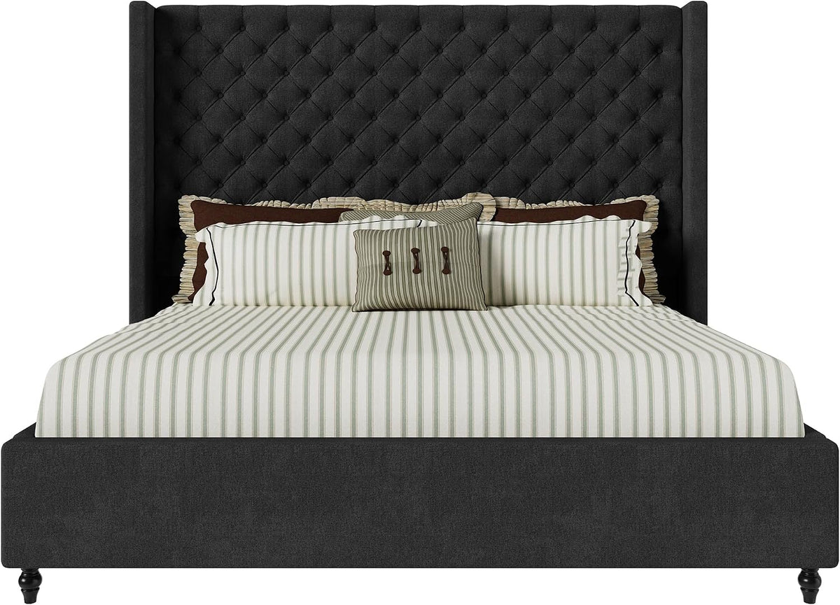 jocisland queen bed frame with 63" tall wingback, view 9