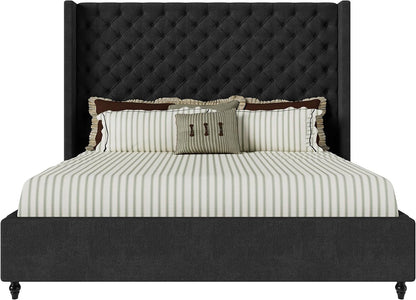 jocisland queen bed frame with 63" tall wingback, view 9