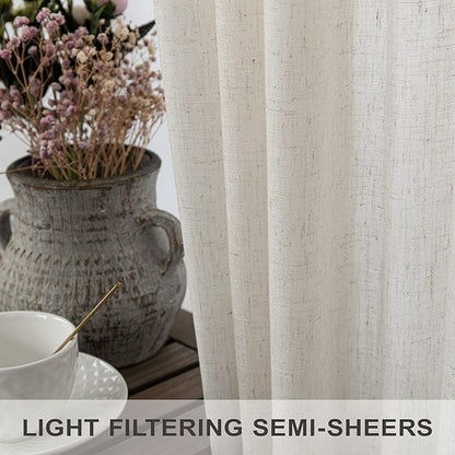 Cream Linen Curtains 38 Inch Width - Image 4
