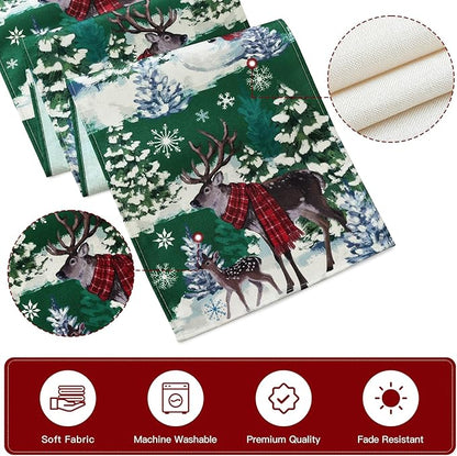 Artscope Reindeer Snowman Christmas Tree Table Runner, Xmas Winter Snowflakes - Image 5