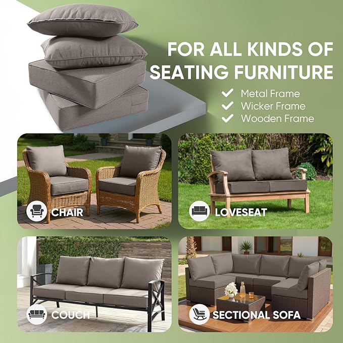 Outdoor Chair Cushions, 6 inch Thick Seat Cushion - Image 3