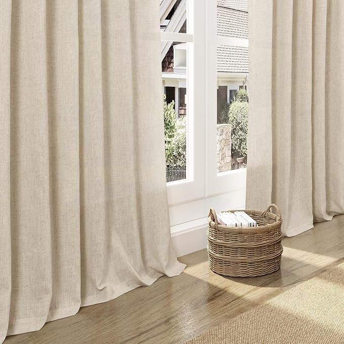 Nanspring Birch Beige Linen Curtains 84 Inches Long - Image 5
