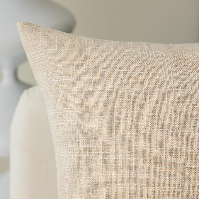 Kevin Textile Textural Faux Linen Throw Pillow Covers Shams - Image 3