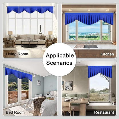 Kitchen Valances for Windows Royal Blue Rod Pocket Blackout Valance for Living - Image 4