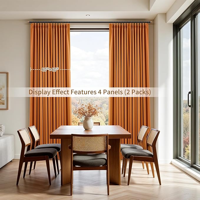 Pinch Pleated Linen 100% Blackout Curtains 84 Inch Length 2 Panels Insulated - Image 8