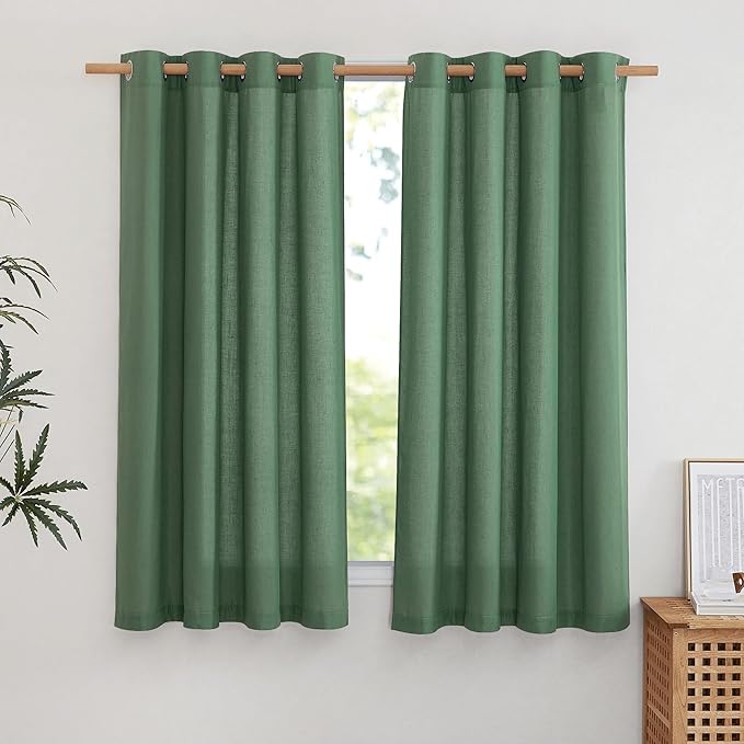NICETOWN Thick Linen Olive Green Curtains by NICETOWN