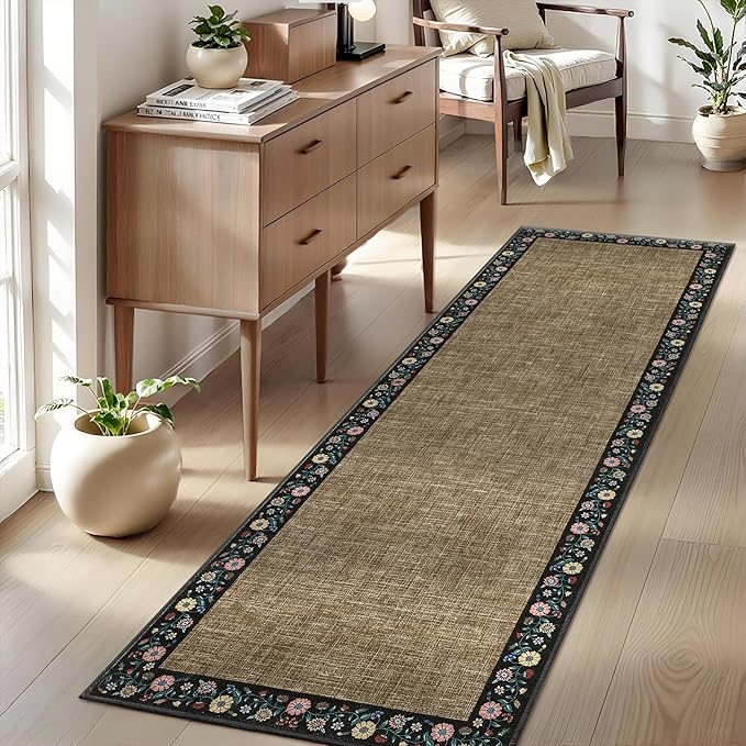 GarveeHome Entryway Rug 2x6 Modern Bordered Runner Rug Washable Kitchen Runners - Image 2