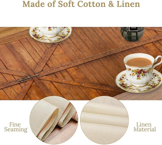 Rustic Wooden Barn Door Table Runner Vintage Western Country Kitchen Dinner - Image 5