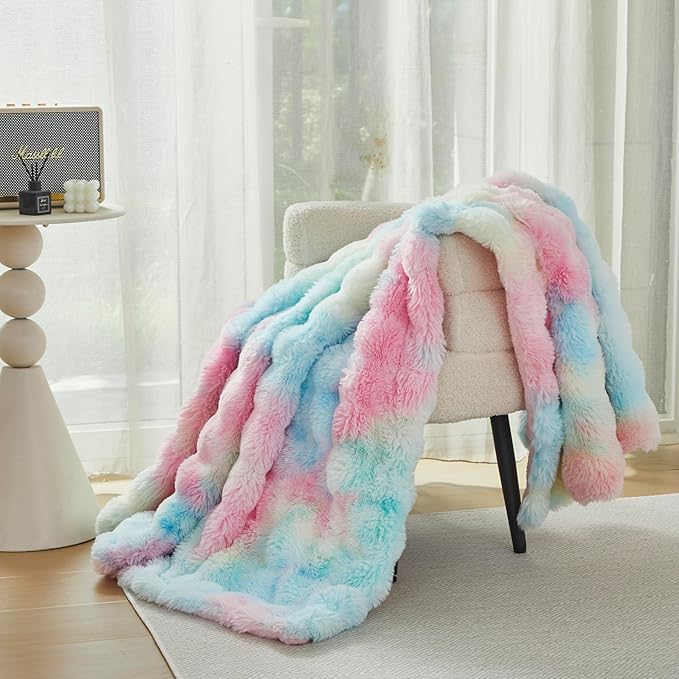 Faux Fur Throw Blanket for Couch Cozy Fuzzy Soft Plush Thick Fluffy Fleece - Image 4