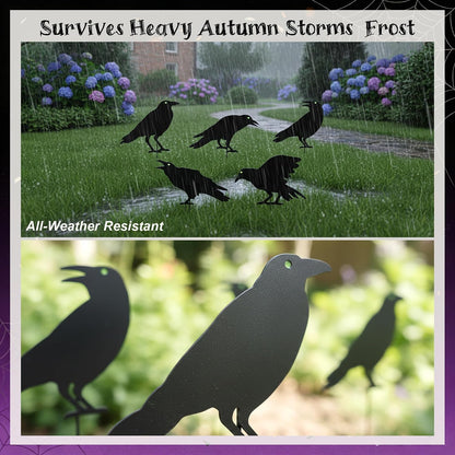 Halloween Crow Garden Stakes, 5-Pack Black Bird Silhouette Decor