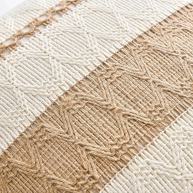 Fancy Homi Set of 2 Boho Neutral Long Lumbar Decorative Throw Pillow Cover - Image 4