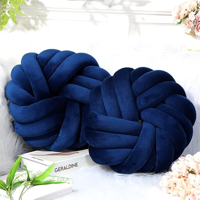 Fumete 2 Pcs 14 Inches Knot Pillow Round Throw Soft Plush Knot Ball Pillow - Image 5