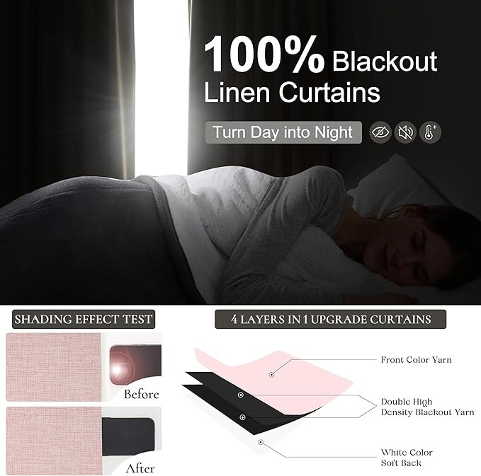 Extra Long Light Pink Blackout Drapes 108 Inches Long 2 Panels - Image 2